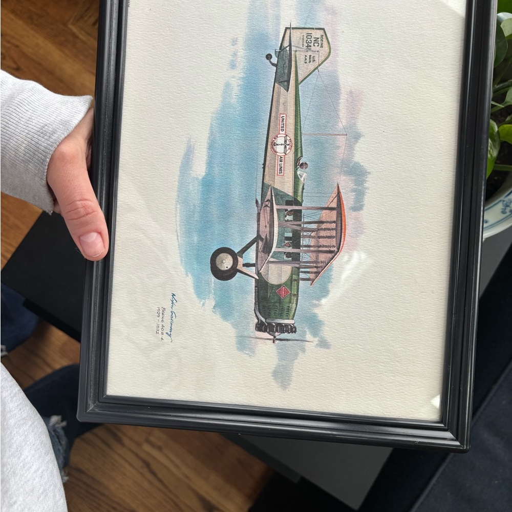 Vintage Nixon Galloway United Airlines 1976 Boeing Print Framed Airplane Art